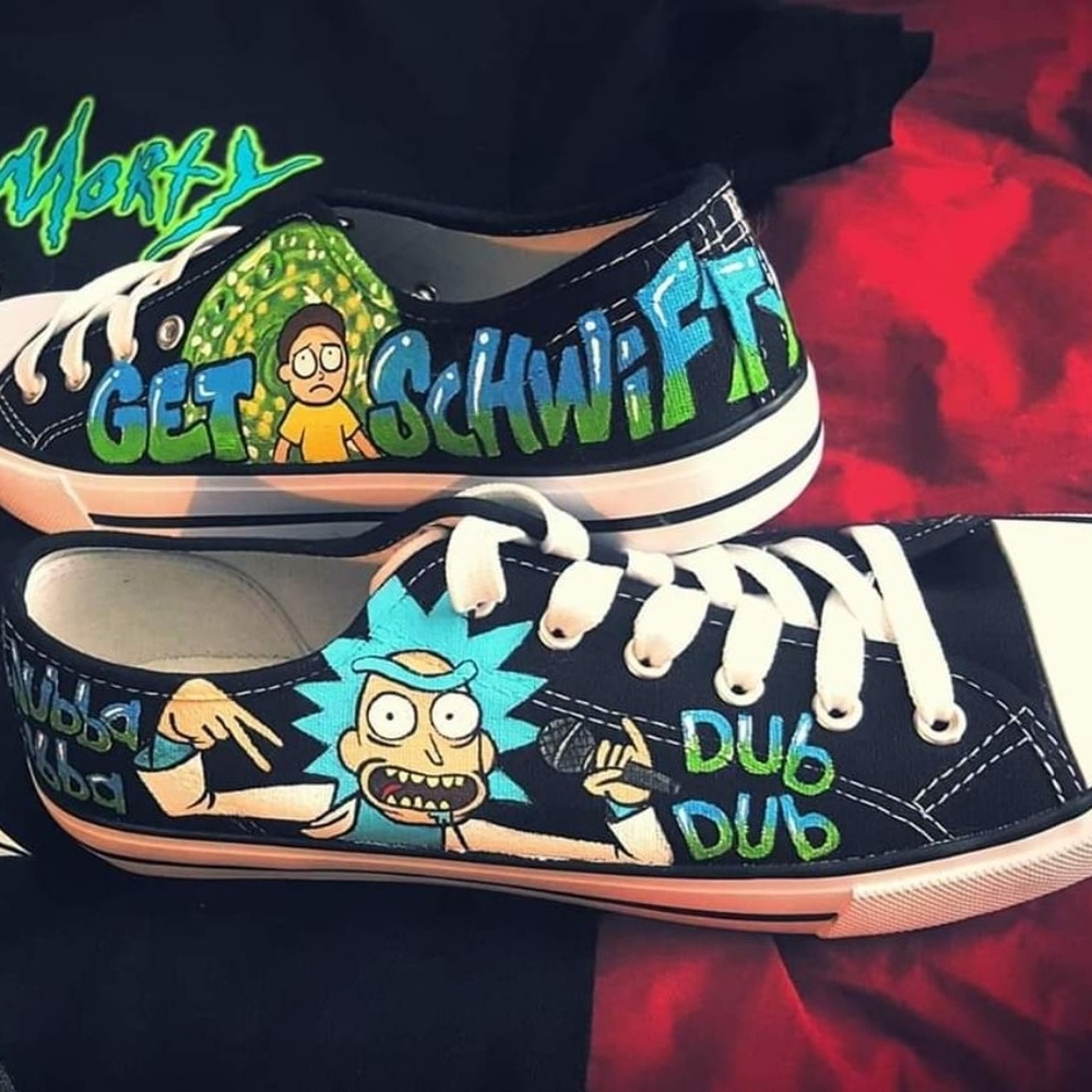 Rick and Morty custom Painted Sneakers